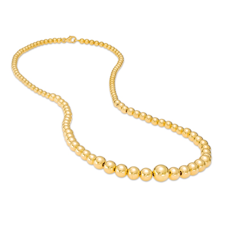 Italian Gold Graduated Beaded Chain Necklace in 18K Gold – 16.5"|Peoples Jewellers