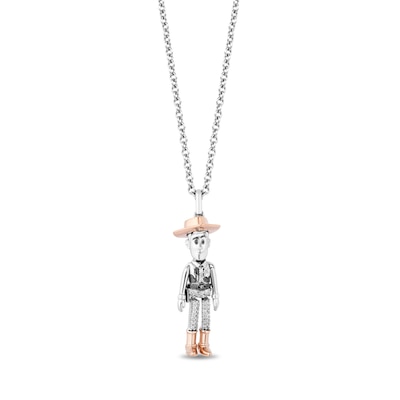 Disney Treasures Toy Story 0.065 CT. T.W. Diamond Woody Pendant in Sterling Silver and 10K Rose Gold