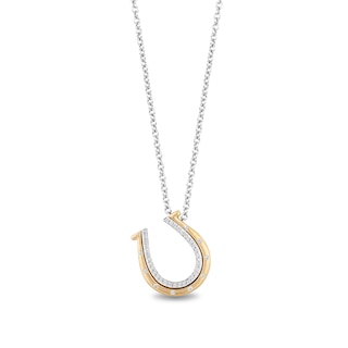 Disney Treasures Toy Story 0.085 CT. T.W. Diamond Bullseye's Horseshoe Pendant in Sterling Silver and 10K Gold