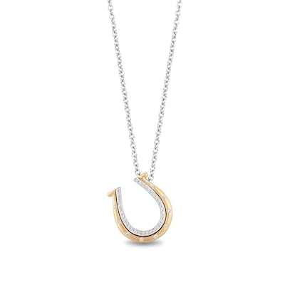 Disney Treasures Toy Story 0.085 CT. T.W. Diamond Bullseye's Horseshoe Pendant in Sterling Silver and 10K Gold