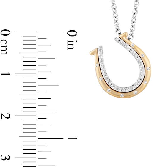 Disney Treasures Toy Story 0.085 CT. T.W. Diamond Bullseye's Horseshoe Pendant in Sterling Silver and 10K Gold