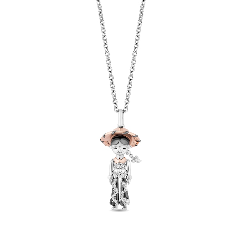 Disney Treasures Toy Story 0.065 CT. T.W. Diamond Jessie Pendant in Sterling Silver and 10K Rose Gold