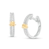 By Women for Women 0.20 CT. T.W. Diamond Lotus Flower Double Row Huggie Hoop Earrings in 10K Two-Tone Gold