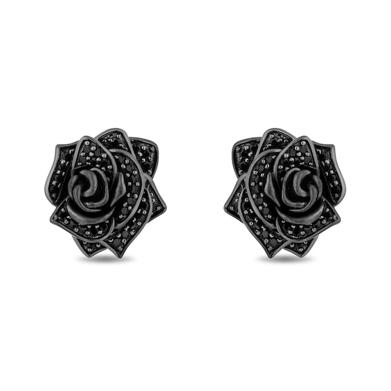 Enchanted Disney Villains Maleficent 0.45 CT. T.W. Black Diamond Rose Stud Earrings in Sterling Silver