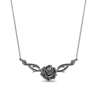 Enchanted Disney Villains Maleficent 0.45 CT. T.W. Black Diamond Rose and Thorns Necklace in Sterling Silver