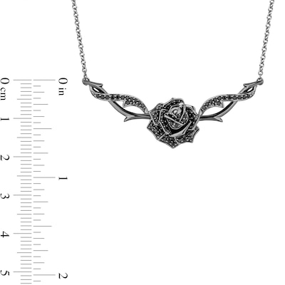 Enchanted Disney Villains Maleficent 0.45 CT. T.W. Black Diamond Rose and Thorns Necklace in Sterling Silver