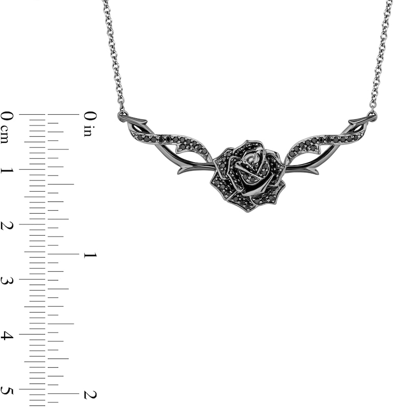 Enchanted Disney Villains Maleficent 0.45 CT. T.W. Black Diamond Rose and Thorns Necklace in Sterling Silver|Peoples Jewellers