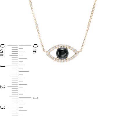 EFFY™ Collection 6.0mm Onyx and 0.15 CT. T.W. Diamond Evil Eye Necklace in 14K Gold - 16"