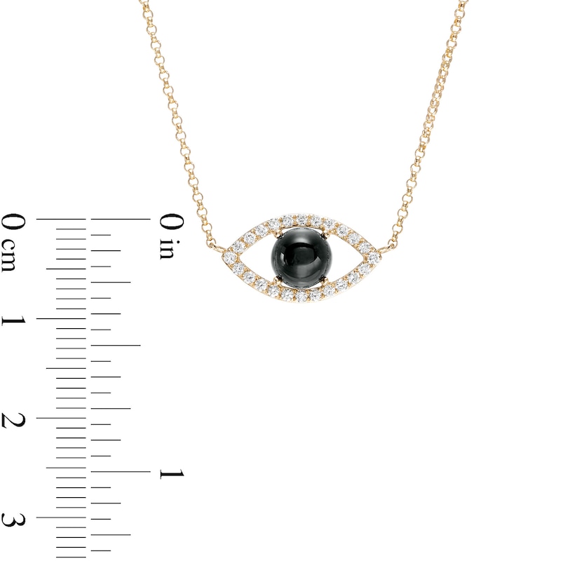 EFFY™ Collection 6.0mm Onyx and 0.15 CT. T.W. Diamond Evil Eye Necklace in 14K Gold - 16"|Peoples Jewellers