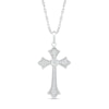 Thumbnail Image 0 of 0.10 CT. T.W. Diamond Flared Gothic-Style Cross Pendant in Sterling Silver