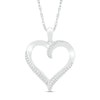 0.12 CT. T.W. Diamond Ribbon Loop Heart Outline Pendant in Sterling Silver