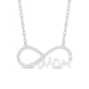 Thumbnail Image 0 of 0.10 CT. T.W. Diamond Infinity Symbol with Cursive "mom" Necklace in Sterling Silver