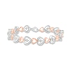 Thumbnail Image 1 of 0.09 CT. T.W. Diamond Large and Small Hearts Alternating Line Bracelet in Sterling Silver and 14K Rose Gold Plate – 7.5"