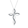 Thumbnail Image 0 of 0.20 CT. T.W. Black and White Diamond Twist Ribbon Cross Pendant in Sterling Silver