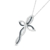 0.20 CT. T.W. Black and White Diamond Twist Ribbon Cross Pendant in Sterling Silver