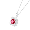 7.0mm Lab-Created Ruby and White Sapphire Cushion Frame with Hearts Pendant in Sterling Silver