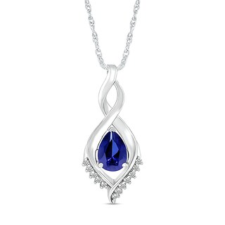 Pear-Shaped White Lab-Created Sapphire Shadow Infinity Pendant in Sterling Silver