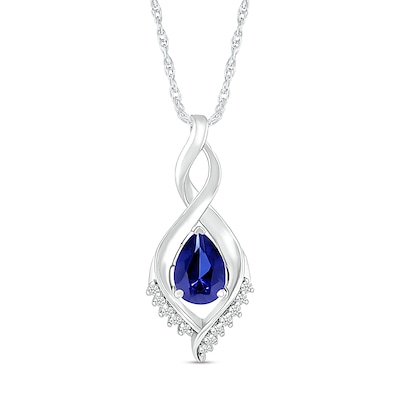 Pear-Shaped White Lab-Created Sapphire Shadow Infinity Pendant in Sterling Silver