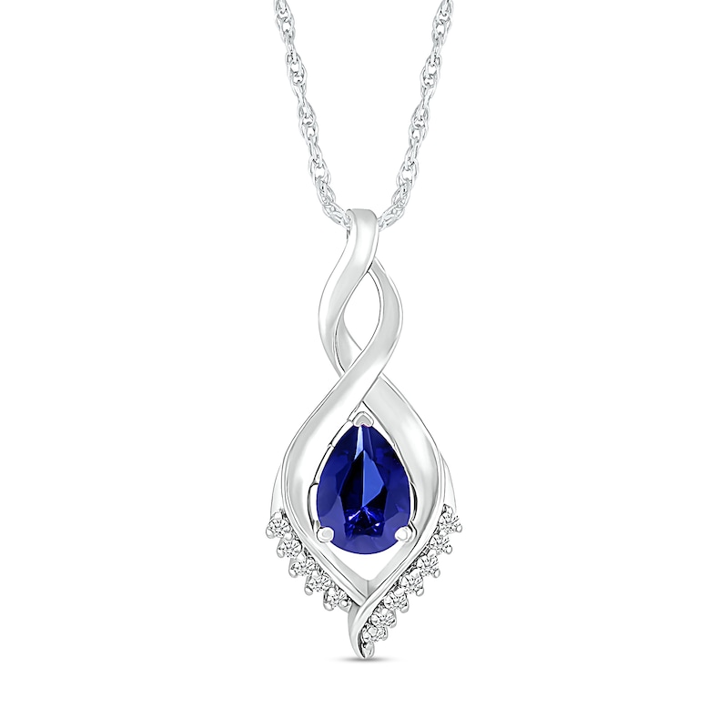 Pear-Shaped White Lab-Created Sapphire Shadow Infinity Pendant in Sterling Silver|Peoples Jewellers