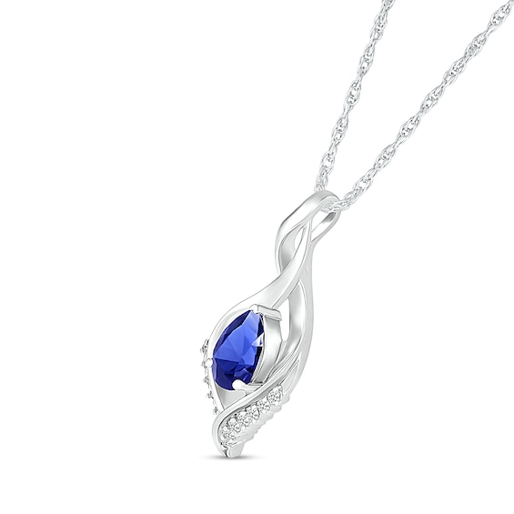 Pear-Shaped White Lab-Created Sapphire Shadow Infinity Pendant in Sterling Silver