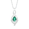 Thumbnail Image 0 of Pear-Shaped Lab-Created Emerald and White Sapphire Shadow Infinity Pendant in Sterling Silver