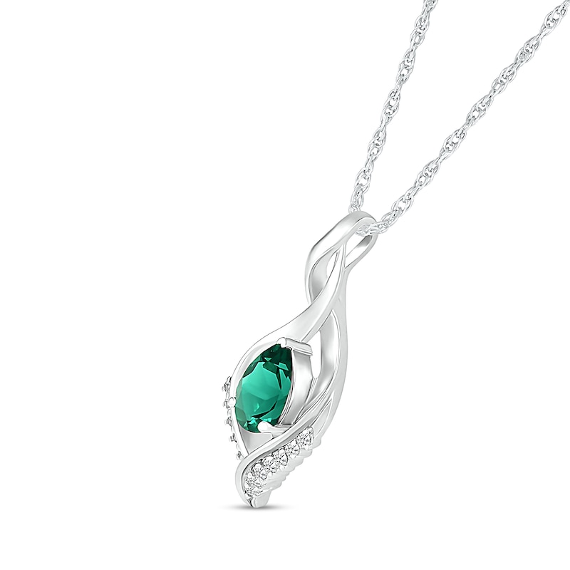 Pear-Shaped Lab-Created Emerald and White Sapphire Shadow Infinity Pendant in Sterling Silver