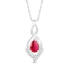 Thumbnail Image 0 of Pear-Shaped Lab-Created Ruby and White Sapphire Shadow Infinity Pendant in Sterling Silver