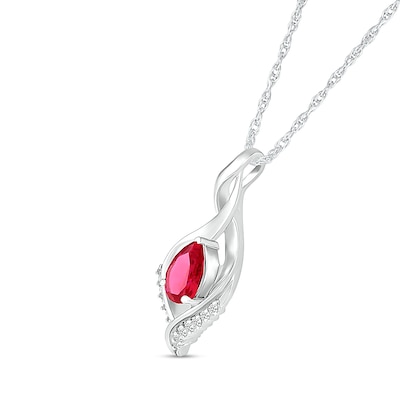 Pear-Shaped Lab-Created Ruby and White Sapphire Shadow Infinity Pendant in Sterling Silver