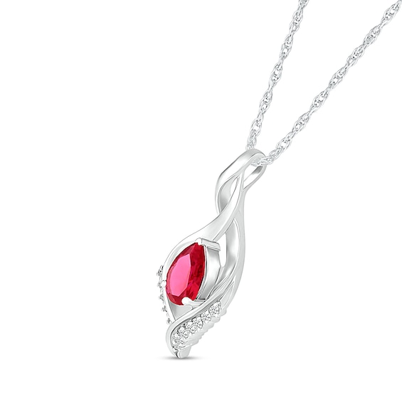 Pear-Shaped Lab-Created Ruby and White Sapphire Shadow Infinity Pendant in Sterling Silver