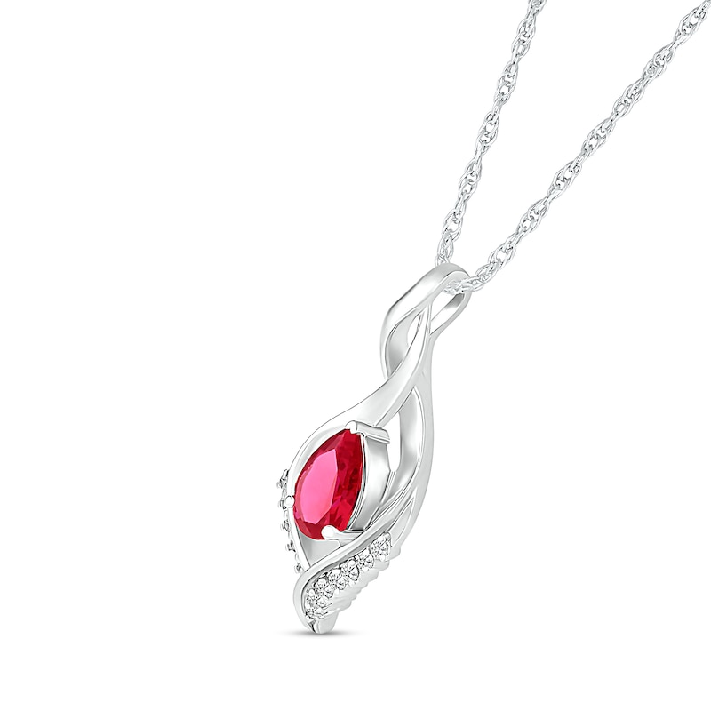 Pear-Shaped Lab-Created Ruby and White Sapphire Shadow Infinity Pendant in Sterling Silver