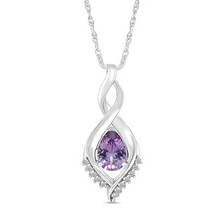 Pear-Shaped Lab-Created Alexandrite and White Sapphire Shadow Infinity Pendant in Sterling Silver