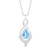 Thumbnail Image 0 of Pear-Shaped Blue Topaz and White Lab-Created Sapphire Shadow Infinity Pendant in Sterling Silver