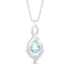 Thumbnail Image 0 of Pear-Shaped Aquamarine and White Lab-Created Sapphire Shadow Infinity Pendant in Sterling Silver