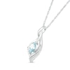 Thumbnail Image 1 of Pear-Shaped Aquamarine and White Lab-Created Sapphire Shadow Infinity Pendant in Sterling Silver