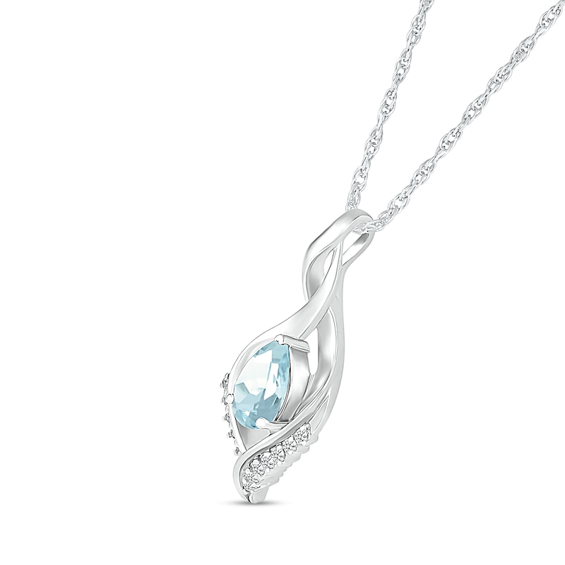 Pear-Shaped Aquamarine and White Lab-Created Sapphire Shadow Infinity Pendant in Sterling Silver