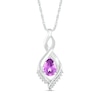 Thumbnail Image 0 of Pear-Shaped Amethyst and White Lab-Created Sapphire Shadow Infinity Pendant in Sterling Silver