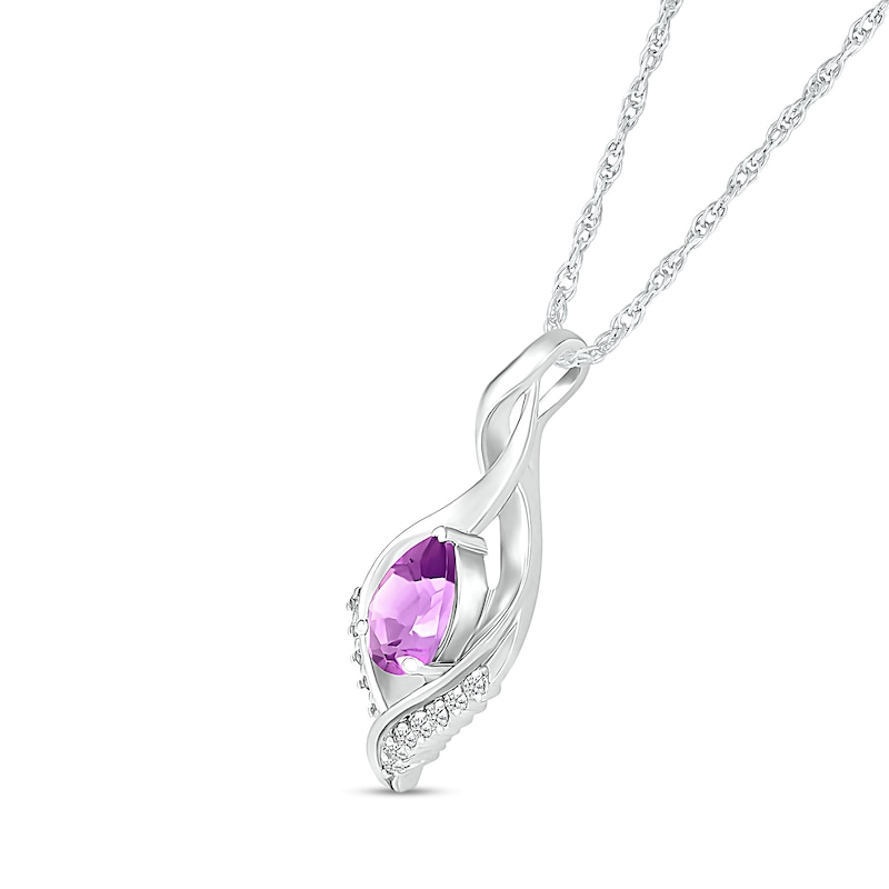 Pear-Shaped Amethyst and White Lab-Created Sapphire Shadow Infinity Pendant in Sterling Silver|Peoples Jewellers