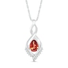 Pear-Shaped Garnet and White Lab-Created Sapphire Shadow Infinity Pendant in Sterling Silver