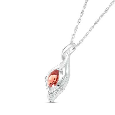 Pear-Shaped Garnet and White Lab-Created Sapphire Shadow Infinity Pendant in Sterling Silver