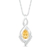 Pear-Shaped Citrine and White Lab-Created Sapphire Shadow Infinity Pendant in Sterling Silver