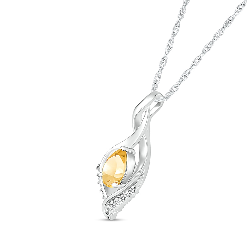 Pear-Shaped Citrine and White Lab-Created Sapphire Shadow Infinity Pendant in Sterling Silver|Peoples Jewellers
