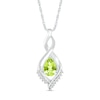Thumbnail Image 0 of Pear-Shaped Peridot and White Lab-Created Sapphire Shadow Infinity Pendant in Sterling Silver