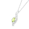 Thumbnail Image 1 of Pear-Shaped Peridot and White Lab-Created Sapphire Shadow Infinity Pendant in Sterling Silver