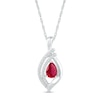 Thumbnail Image 0 of Pear-Shaped Lab-Created Ruby and White Sapphire Double Row Open Flame Pendant in Sterling Silver