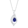 Thumbnail Image 0 of Pear-Shaped Blue and White Lab-Created Sapphire Double Row Open Flame Pendant in Sterling Silver