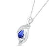Thumbnail Image 1 of Pear-Shaped Blue and White Lab-Created Sapphire Double Row Open Flame Pendant in Sterling Silver