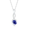 Thumbnail Image 0 of Oval Blue and White Lab-Created Sapphire Loose Ribbon Pendant in Sterling Silver