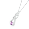 5.0mm Amethyst and White Lab-Created White Sapphire Infinity Braid Pendant in 10K White Gold