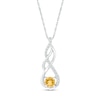 Thumbnail Image 0 of 5.0mm Citrine and White Lab-Created White Sapphire Infinity Braid Pendant in 10K White Gold