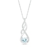 Thumbnail Image 0 of 5.0mm Aquamarine and White Lab-Created White Sapphire Infinity Braid Pendant in 10K White Gold